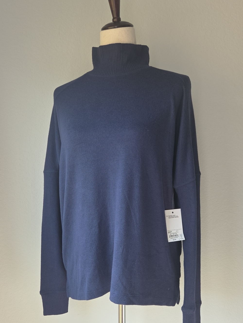 NEWVSonoma Womans Blue Mock Turtleneck Sweater Thin knit Small Classic Layer
